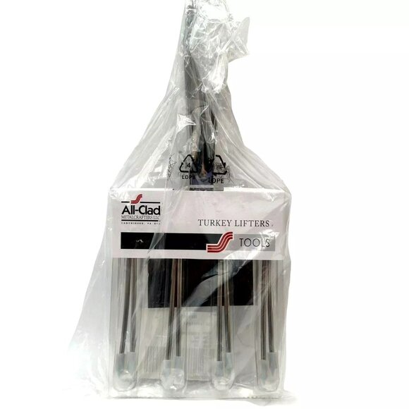 ALL-CLAD Set Of 2 Stainless Steel Turkey Lifters Forks Ergonomic Grip - Picture 1 of 7
